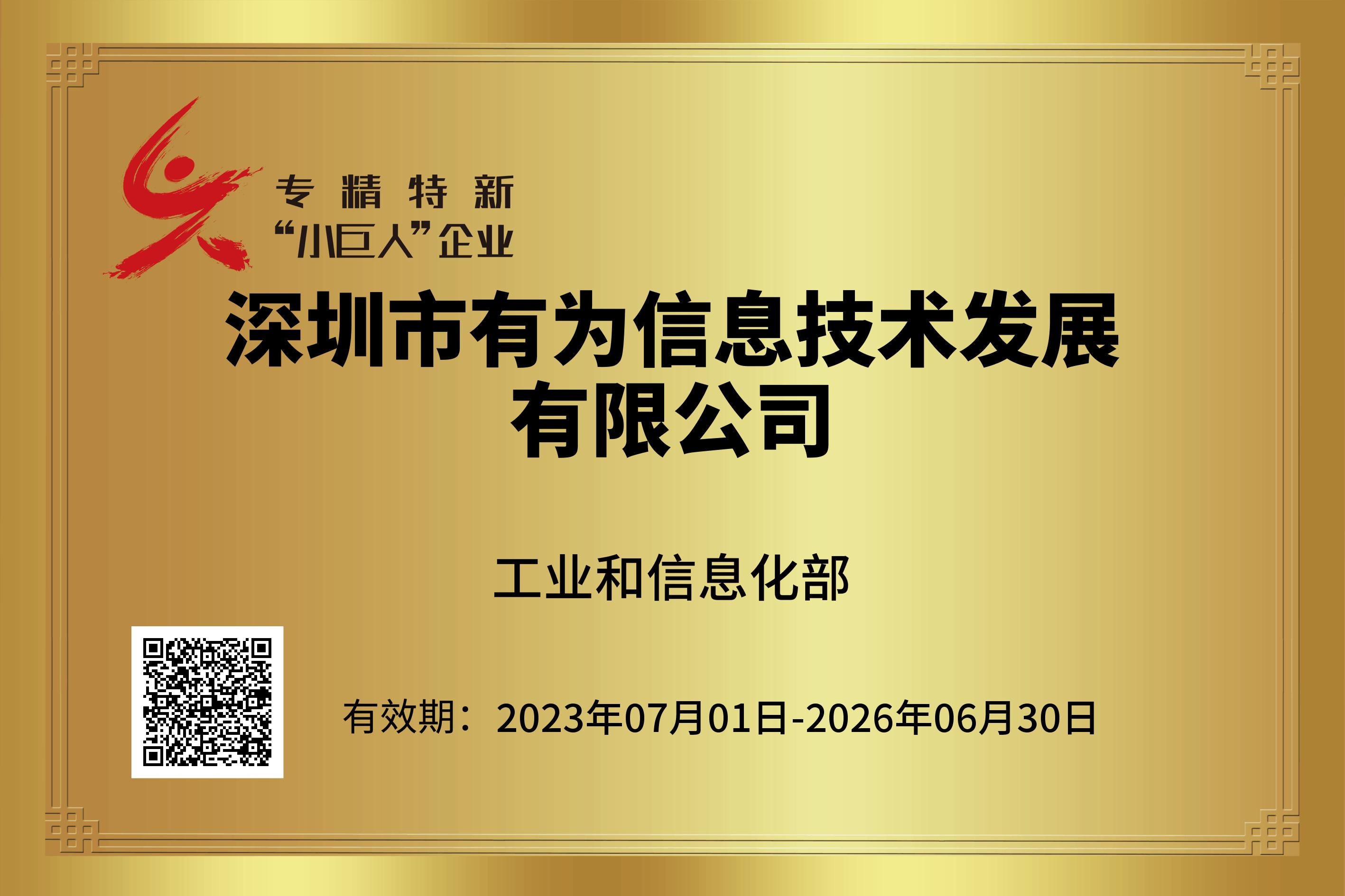 專精特新小巨人(rén)證書（2023
